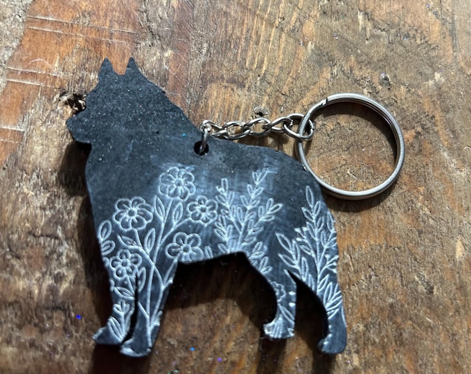 Epoxy Resin Schipperke Keychain: Dog Lover Gift