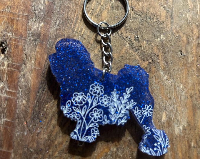 Epoxy Resin Lowchen Keychain: Dog Lover Gift