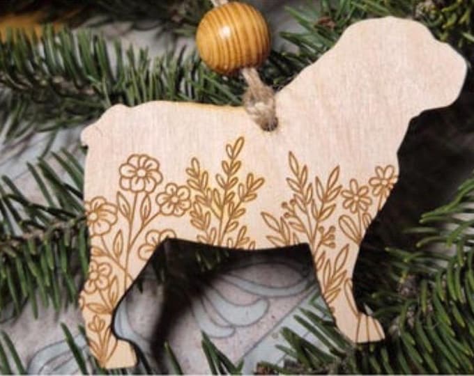 Bulldog Wooden Ornament