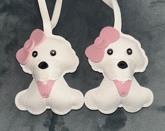 Leather Bichon Frise  Keychain