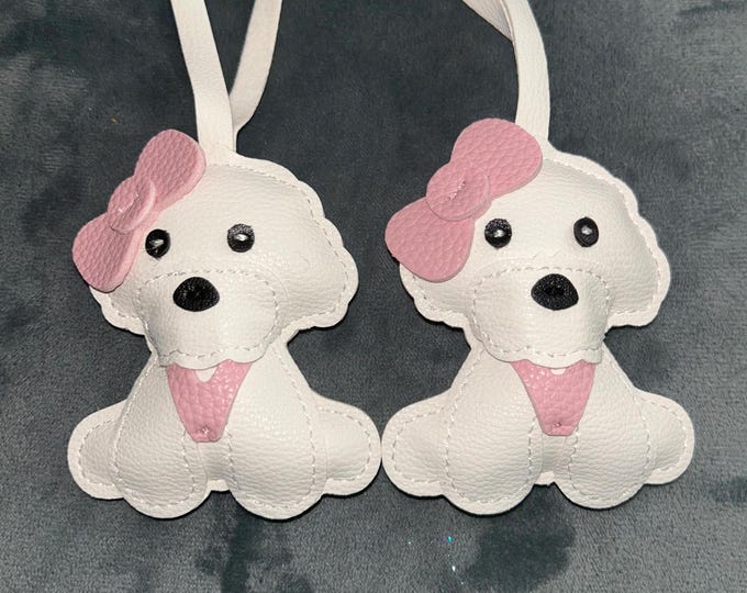 Leather Bichon Frise  Keychain