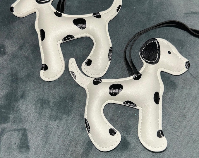 Leather Dalmatian Keychain