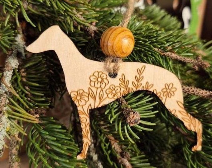 Whippet Wooden Ornament
