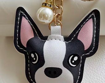 Leatherette Boston Terrier Keychain