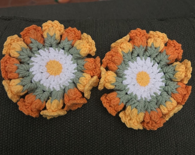 Hand Crocheted Coasters (2 per set) - Several Different Styles