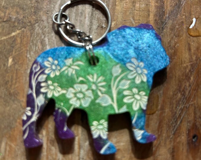 Epoxy Resin Bulldog Keychain: Vibrant Dog Lover Accessory