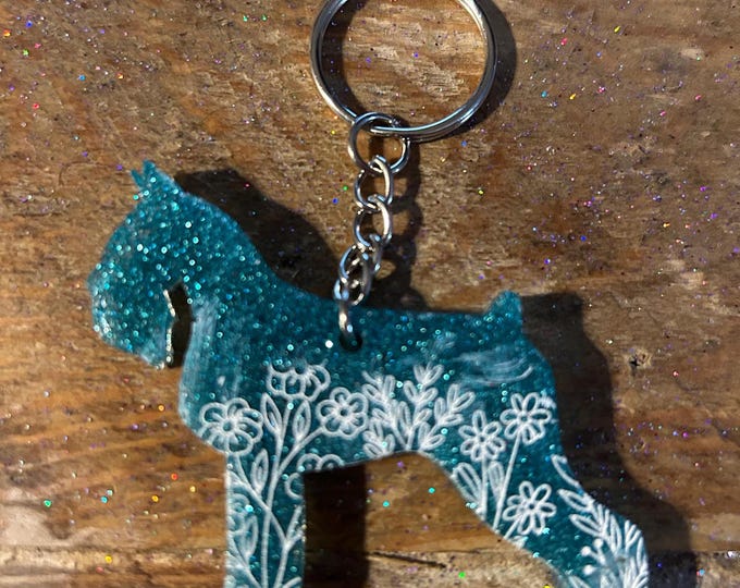Epoxy Resin Schnauzer Keychain: Custom Color Dog Lover Gift