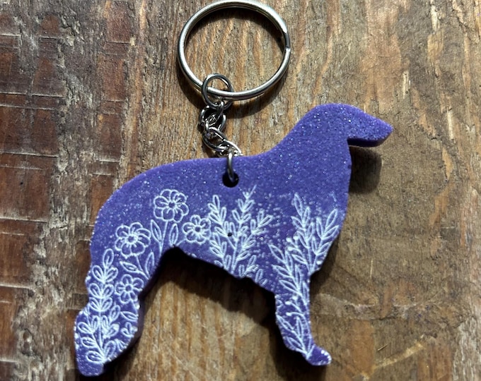 Epoxy Resin Borzoi Keychain: Dog Lover Gift