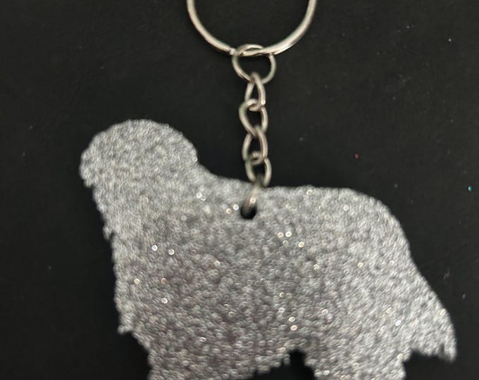 Epoxy Resin Bergamasco Keychain: Dog Lover Gift