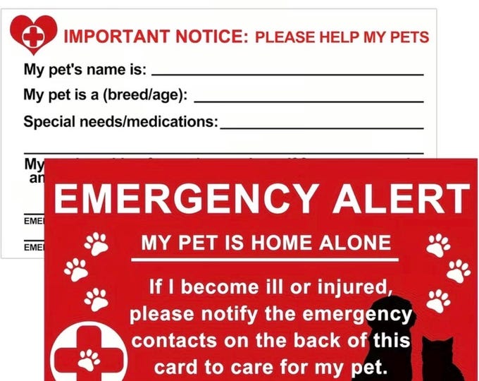 Pet Emergency Wallet Card