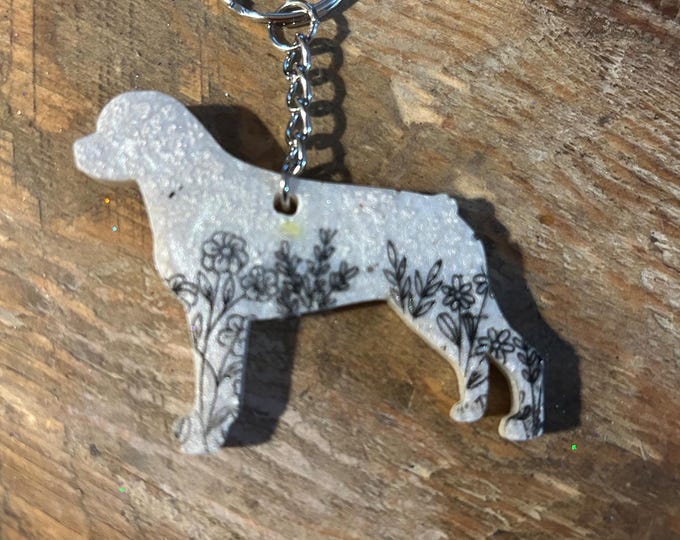 Epoxy Resin Rottweiler Keychain: Personalized Dog Lover Gift