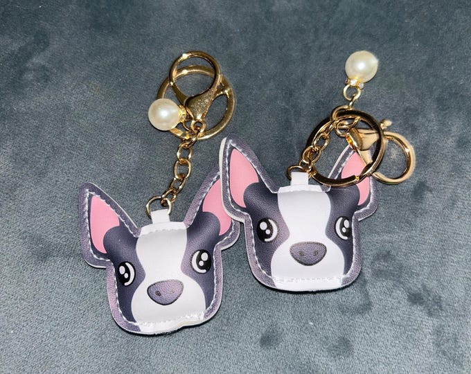 Leather Boston Terrier  Keychain