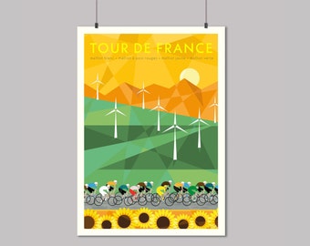 Tour de France: Le maglie - Stampa ciclistica del Grande Giro - Poster della corsa ciclistica francese