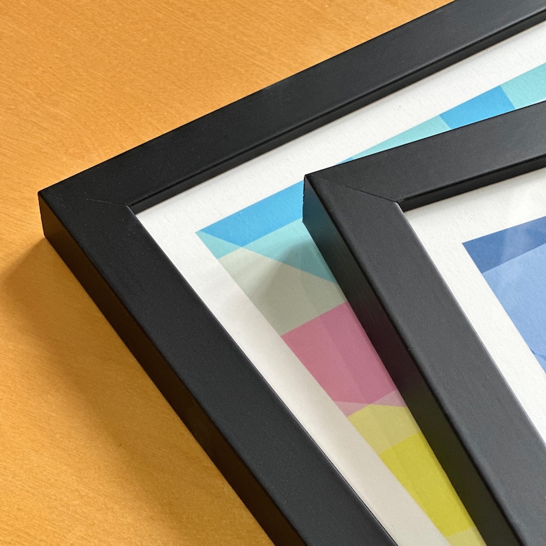 Close up of the frames used by Pedal Strokes Prints