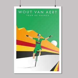 Wout Van Aert - Camisa verde - Tour de France - Impressão artística de ciclismo - Pôster de ciclismo