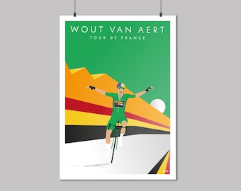 Wout Van Aert - Green Jersey - Tour de France - Cycling Art Print - Cycling Poster