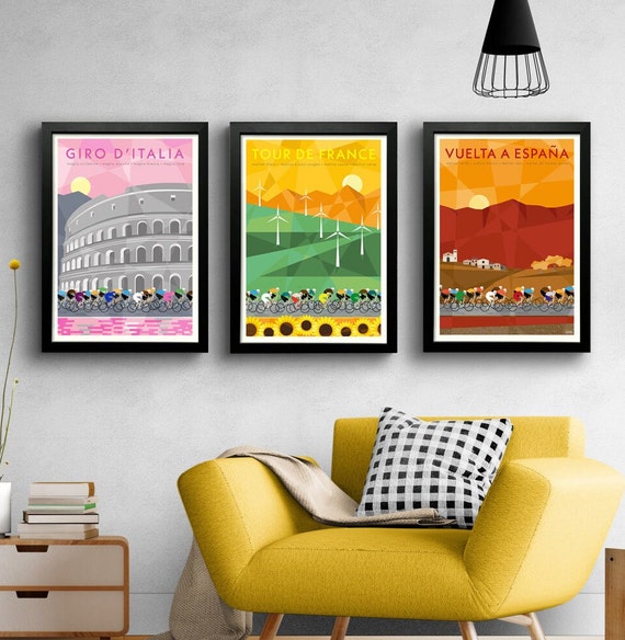 Grand Tours: Jerseys - Cycling Art Prints - Set of 3  - Tour de France - Giro d'Italia - Vuelta a Espana -  Cycle Race Posters