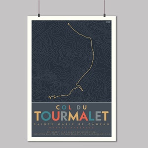 Col du Tourmalet (St Marie de Campan) - Cycling Route Art Print - Cycling Climb Map - Cycling Gift