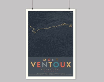 Mont Ventoux Cycling Route Art Print: Malaucene Climb Map
