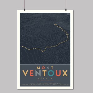 Mont Ventoux au départ de Bedoin - Impression d'itinéraires à vélo - Carte des dénivelés à vélo - Cadeau vélo