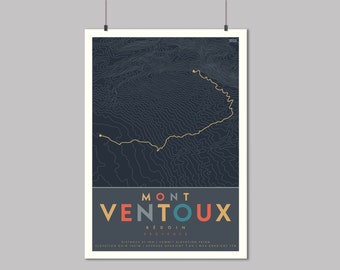 Mont Ventoux Cycling Climb Map Art Print