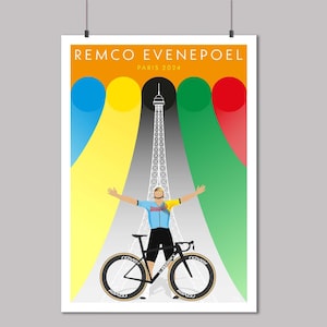 Remco Evenepoel - Paris 2024 - Impressão artística de ciclismo - Pôster de ciclismo