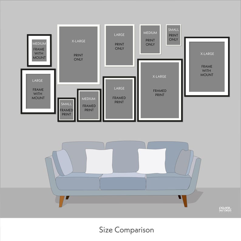 Size Comparison for Pedal Strokes cycling prints