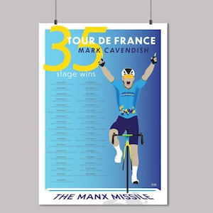 Mark Cavendish 35 - Vittorie di tappa al Tour de France - Stampa artistica di ciclismo - Poster di ciclismo