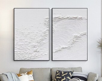 Large Nordic White Abstract Wall White 3D Texture Painting - Etsy Australia