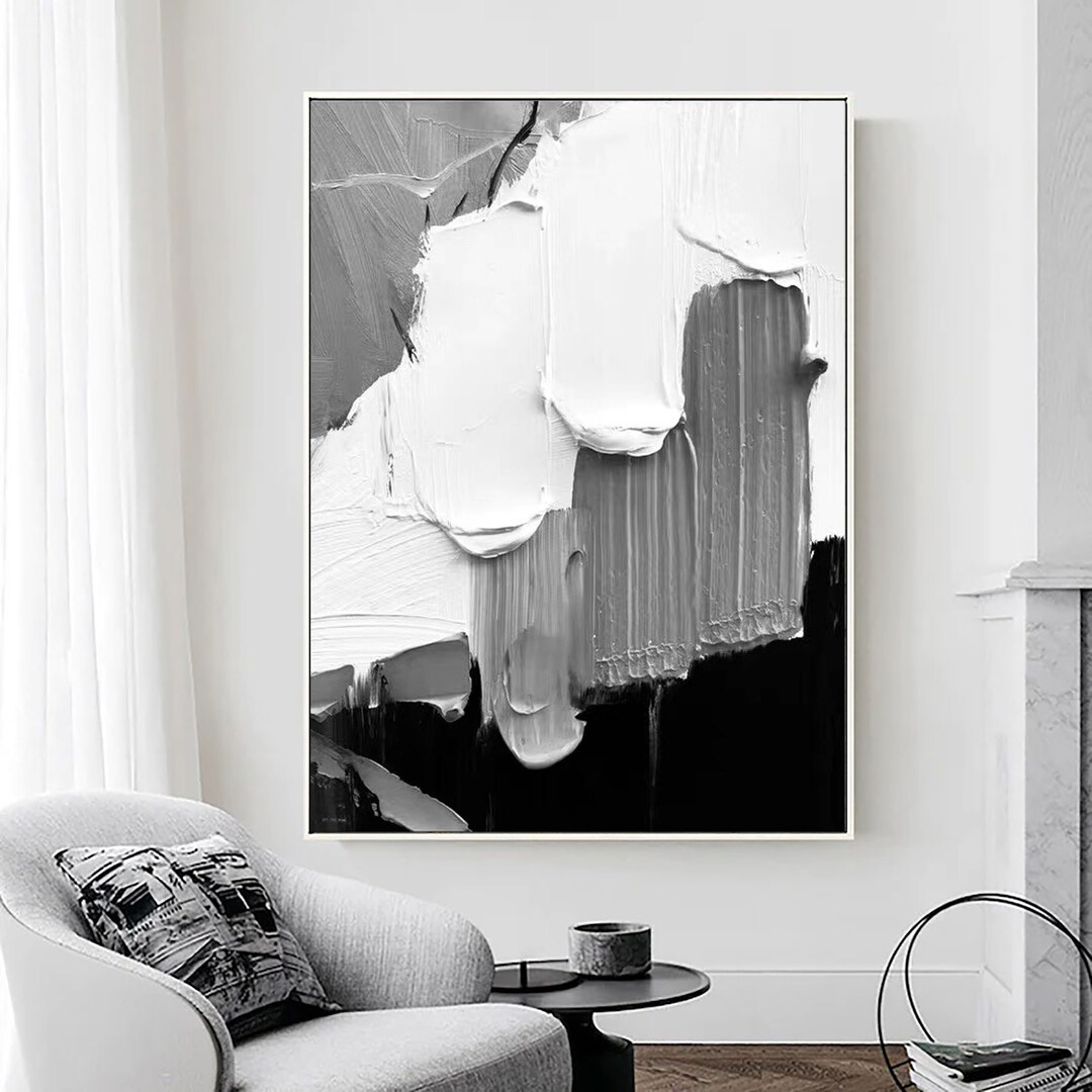 3D Black White Grey Textured Wall Art Black White Grey Abstract Art ...