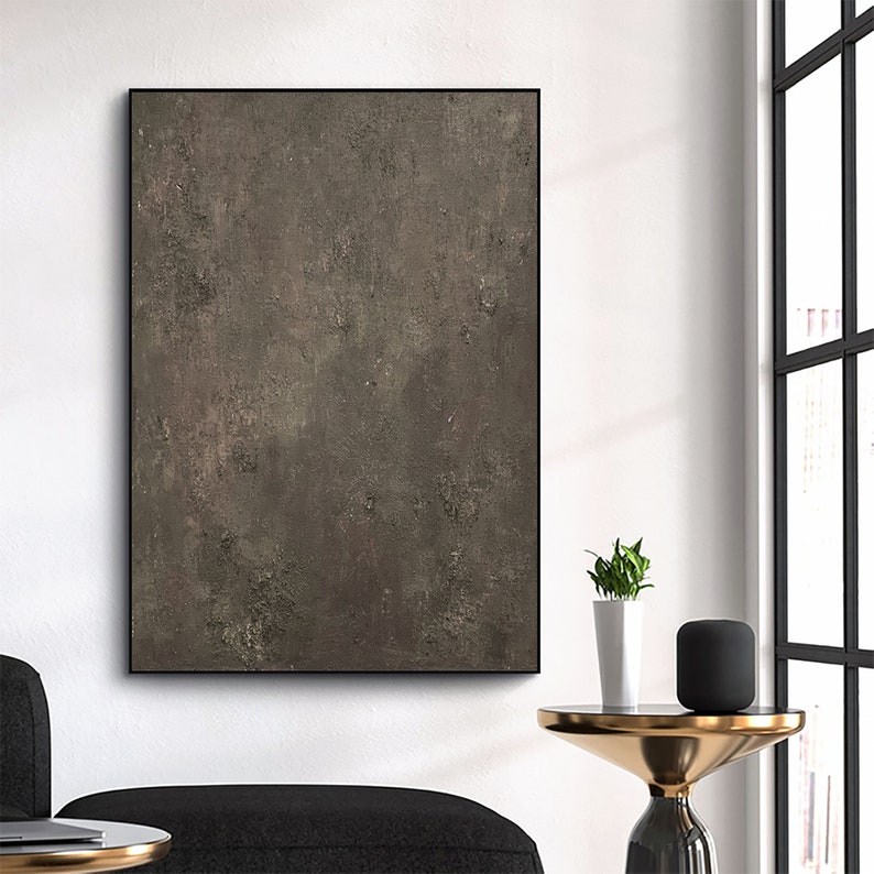 Large Gray Brown Minimalist Painting Gray Wall Art Gray Canvas Etsy