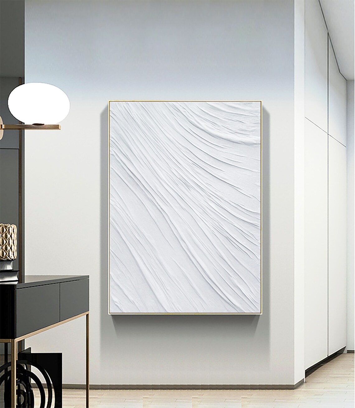 Large Nordic White Abstract Wall White 3D Texture Painting - Etsy Australia