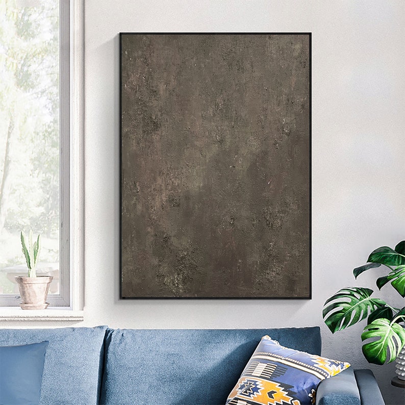 Large Gray Brown Minimalist Painting Gray Wall Art Gray Canvas Etsy