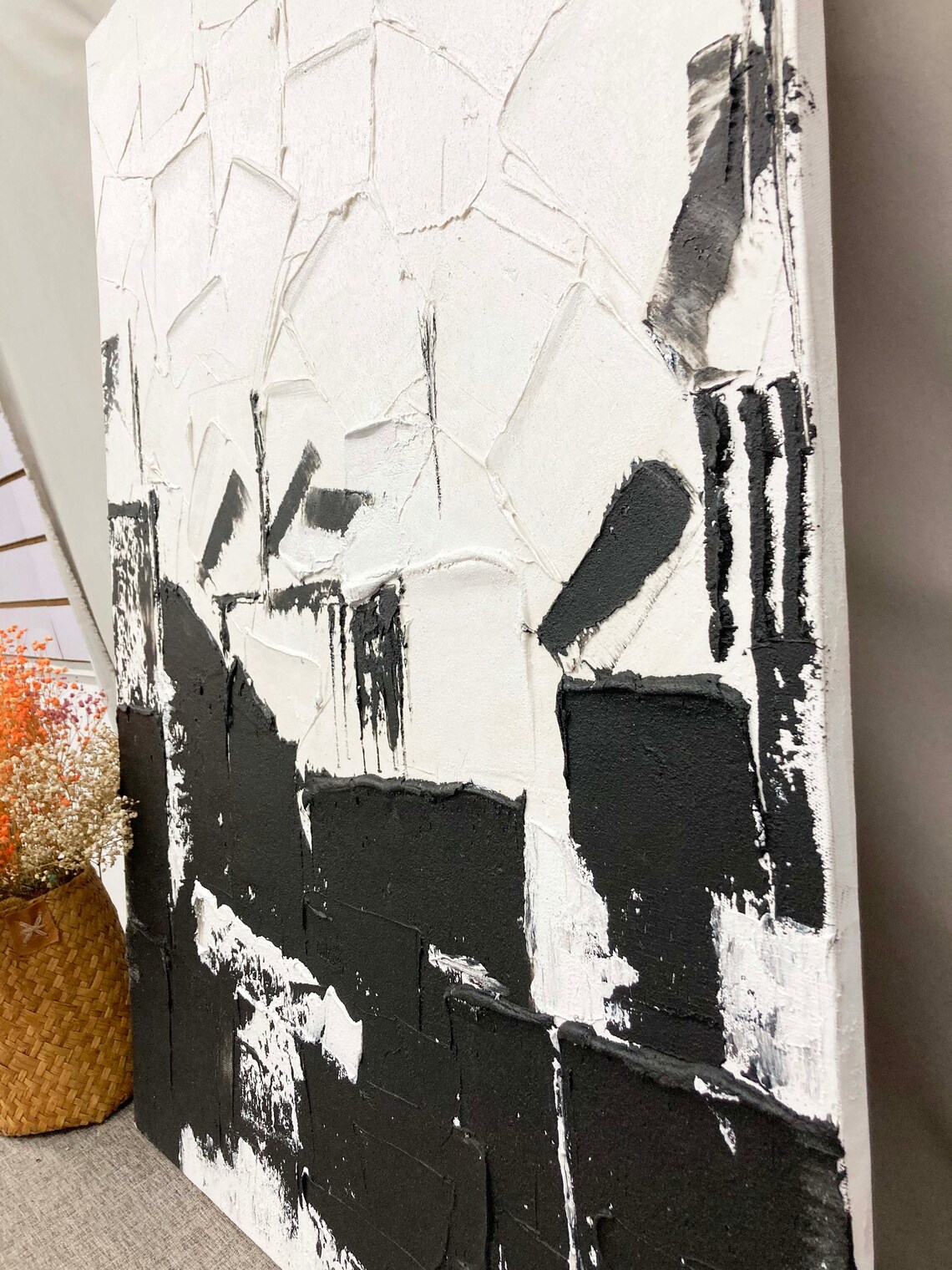 3D Black and White Textured Wall Art Black and White Abstract Etsy