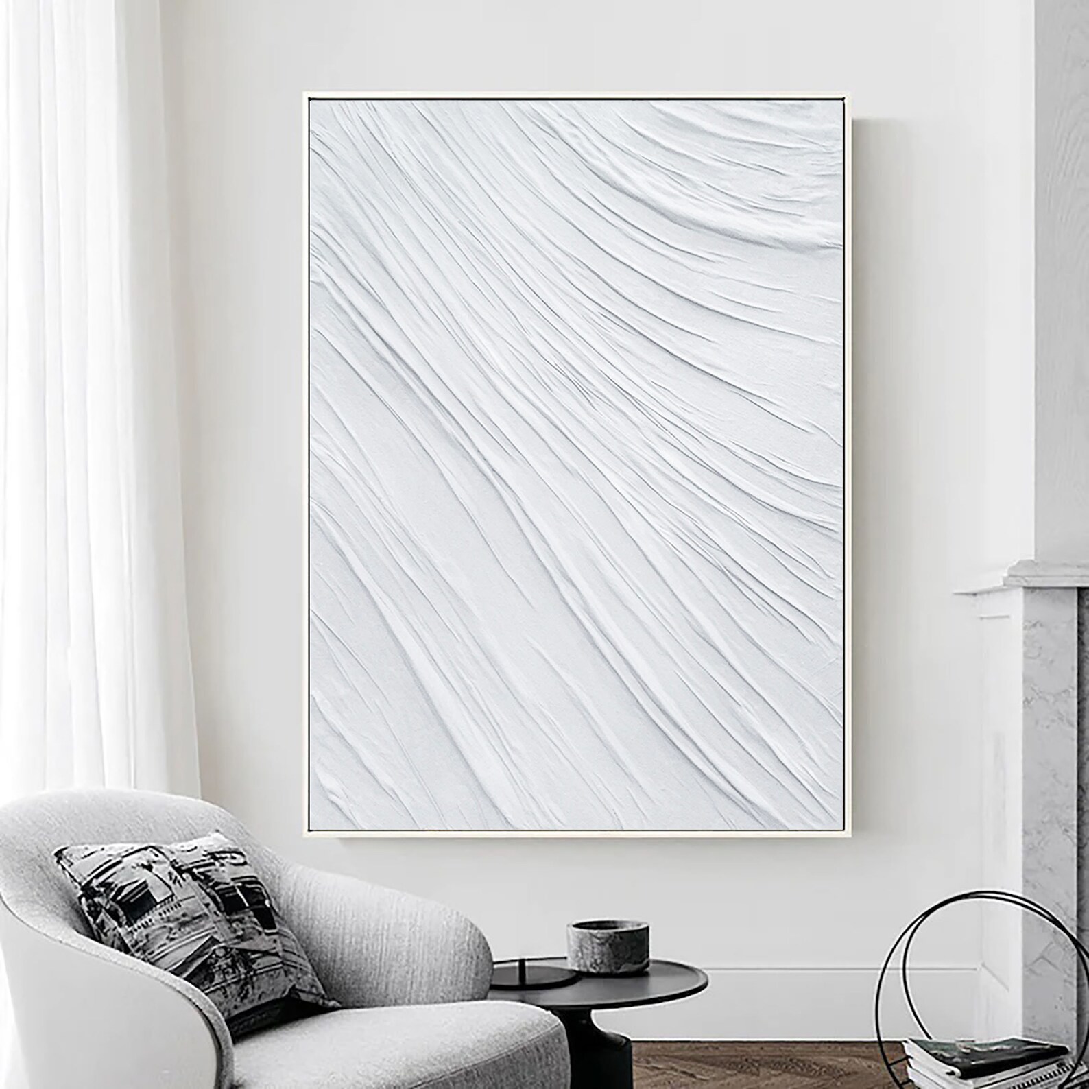 Large Nordic White Abstract Wall White 3D Texture Painting - Etsy Australia