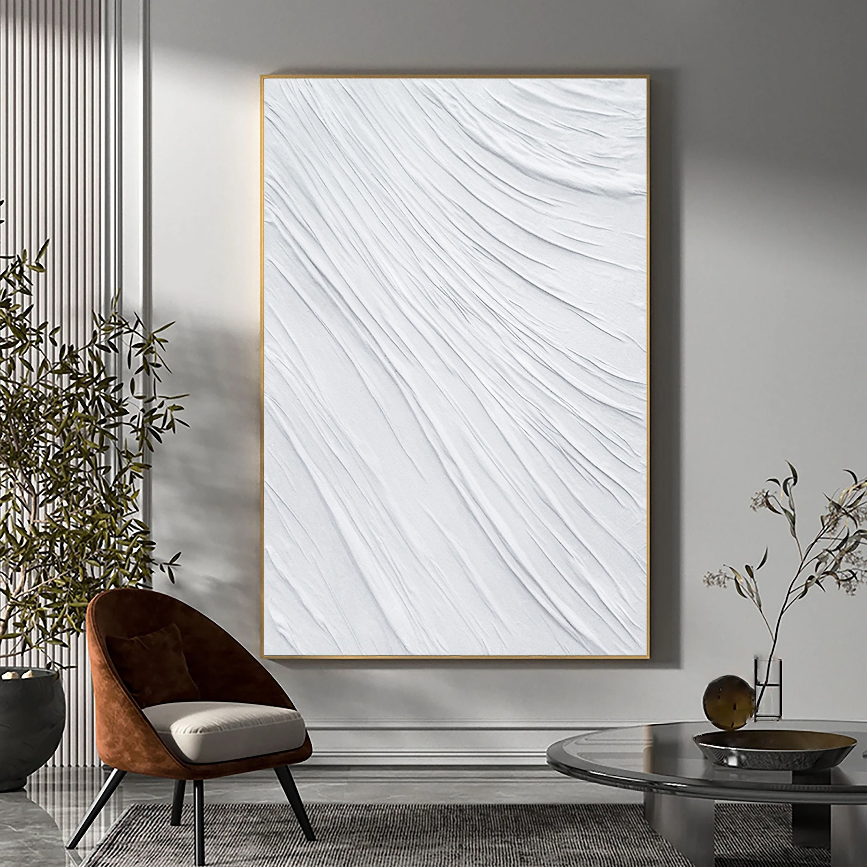 Large Nordic White Abstract Wall White 3D Texture Painting - Etsy Australia