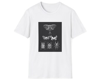 Unisex T-Shirt- Gothic Insect Art - Black - White