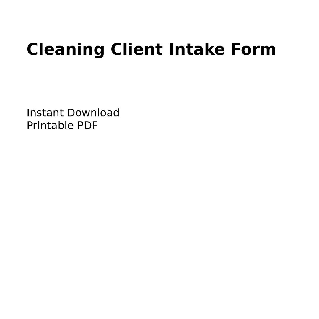 Cleaning Business Client Intake Form | House Cleaning Service Template ...