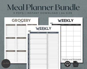 Digital Meal Planner | Weekly Meal Planner | Menu Planner | Meal Plan Template | Meal Prep Planner | Meal Planning | Daily Meal Planner