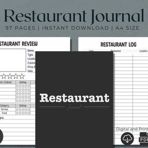 Diario de revisión de restaurante digital / Restaurante para probar / Plantilla de revisión / Planificador de restaurante / Revisión de restaurante / Registro de restaurante digital
