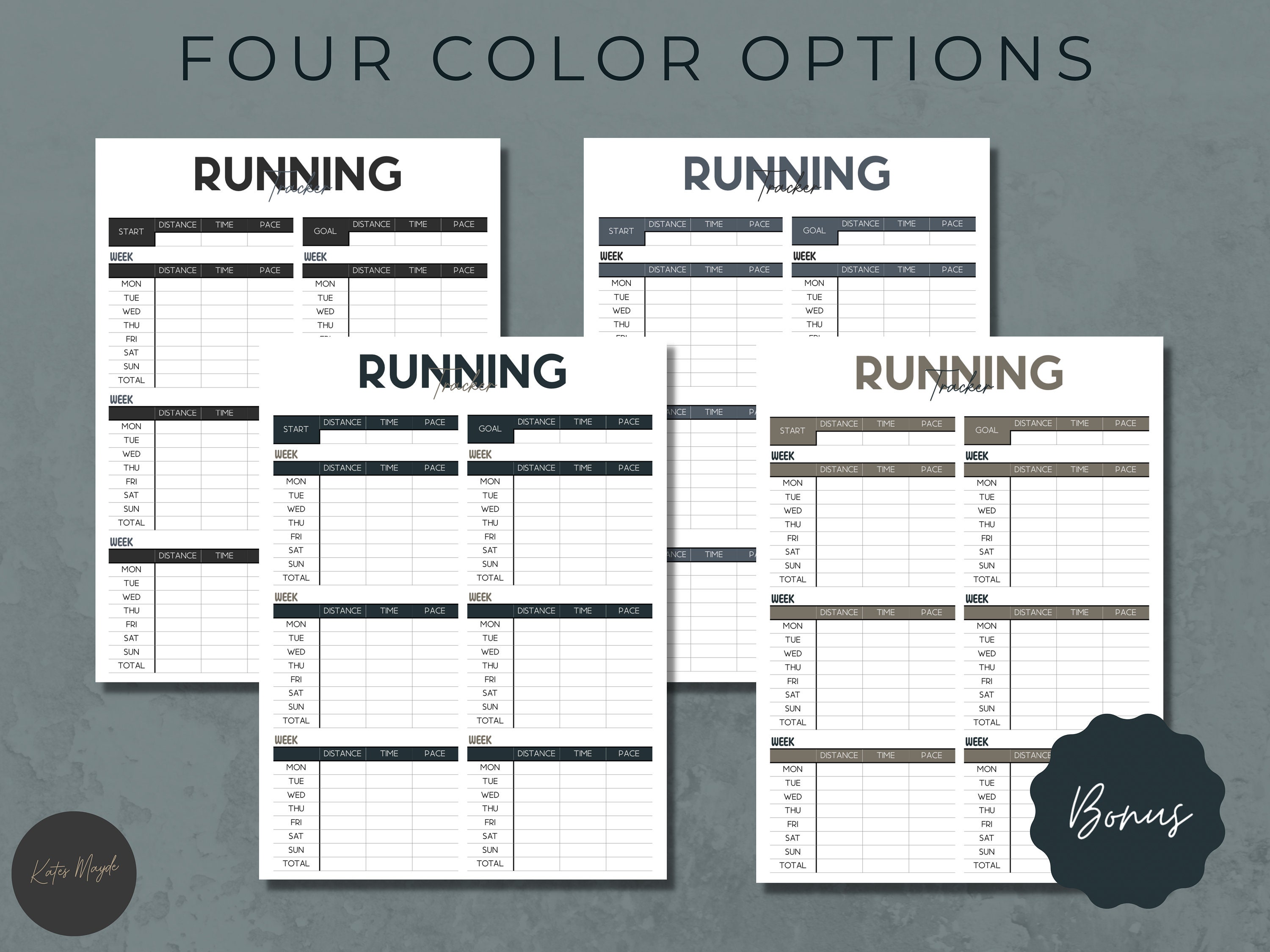 Digital Running Tracker | Running Log | Running Planner | Running Chart ...