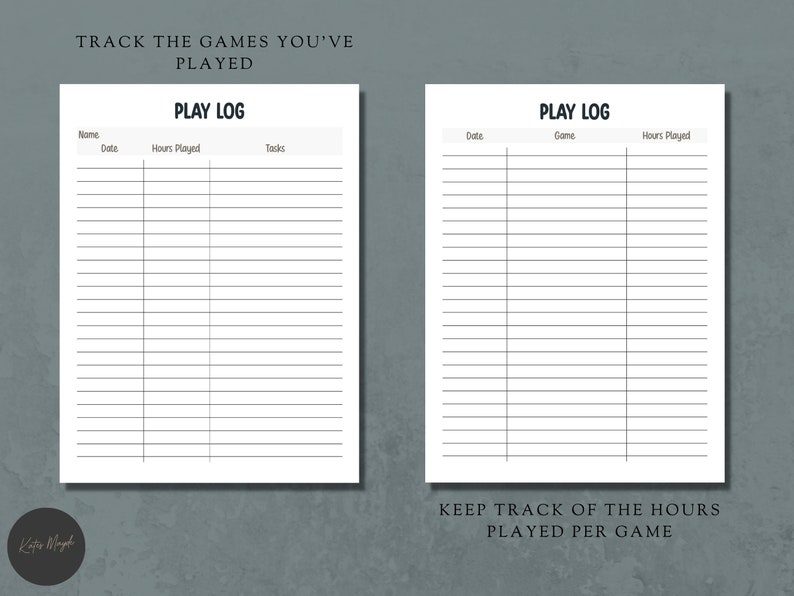 Game Log Sample Digital Video Game Journal | Game Tracker | Gaming Journal | Game Play ...