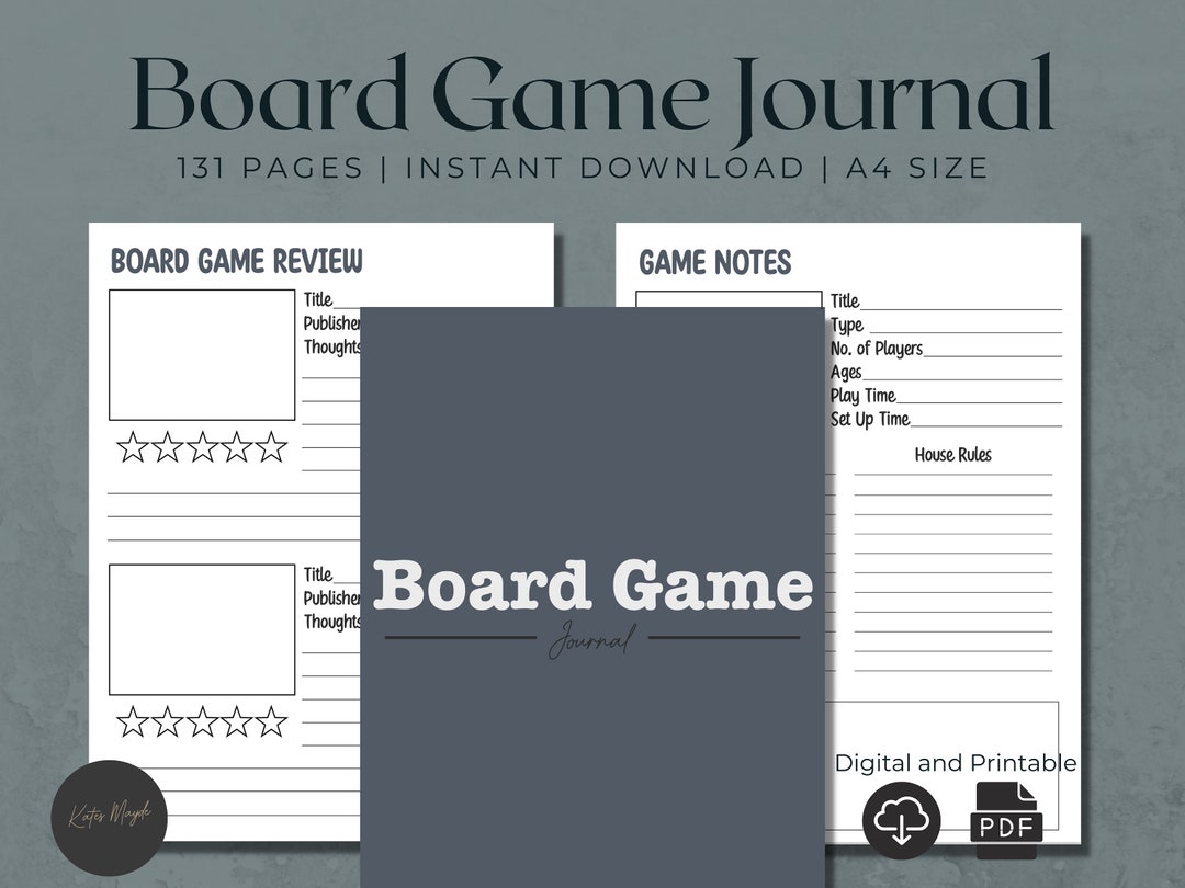 Digital Board Game Journal Board Game Accessory Board Gamebooks Game