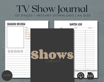 Digitaal tv-showjournaal | Logboek tv-programma | Tracker voor tv-shows | Tijdschrift voor tv-series | Tv-tijdschrift Goodnotes | Beoordelingsjournaal weergeven | Toont logboeklogboek