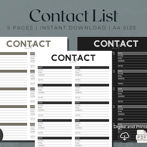Digital Contact List | Address Book | Phone Number List | Contact Information | Phone Book | Address List | Business Contacts