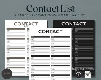Digital Contact List | Address Book | Phone Number List | Contact Information | Phone Book | Address List | Business Contacts