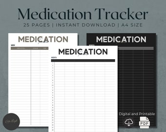 Digital Medication Tracker | Medication Log | Medicine Tracker | Medical Tracker | Medication Planner | Medication Chart | Daily Medication