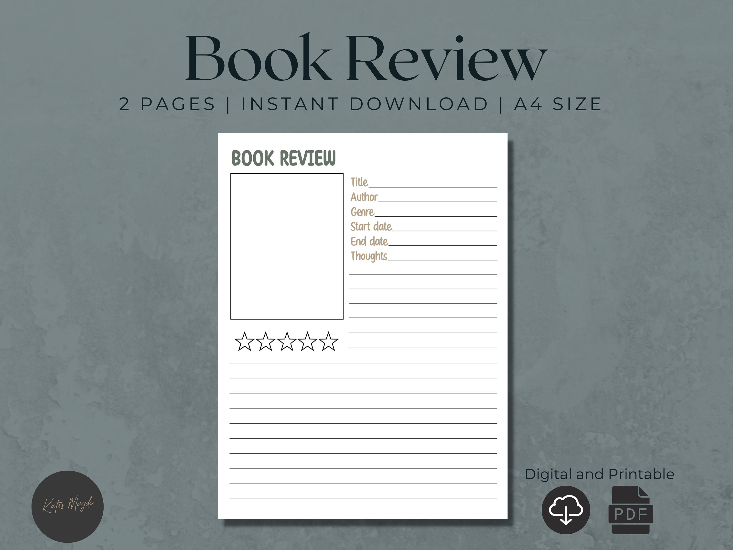 Digital Book Review Template Goodnotes Book Review Book Etsy