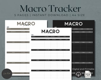 Macro Tracker | Calorie Tracker | Macros | Food Tracker | Fitness Tracker | Health Tracker | Macro Counter | Wellness Tracker | Food Diary