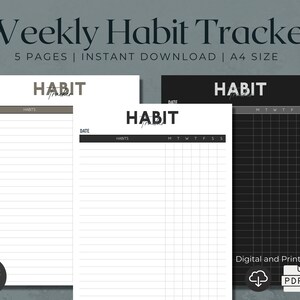 Habit Tracker Weekly | Habit Tracker | Habit Journal | Digital Habit | Daily Habit Track | Printable Habit Tracker | Wellness Tracker